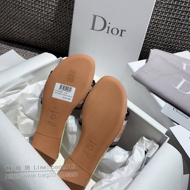 DIOR女鞋 迪奧2021專櫃新款磨砂新大底涼拖 Dior一字型刺繡平拖  naq1499